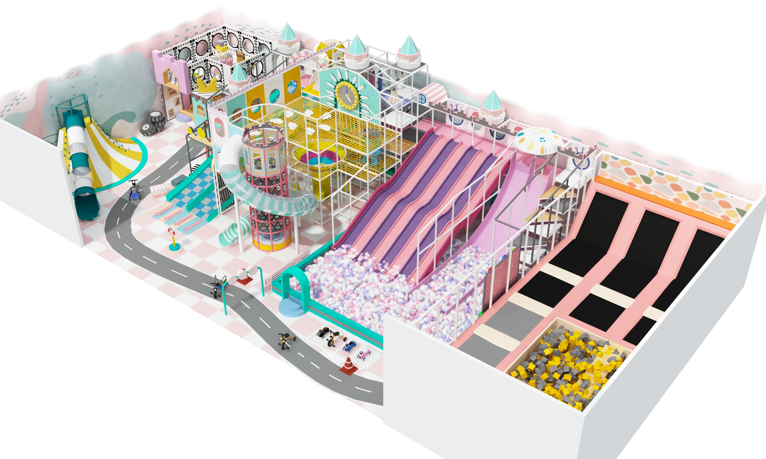 Adventure Jungle Theme Indoor Playground with Trampoline