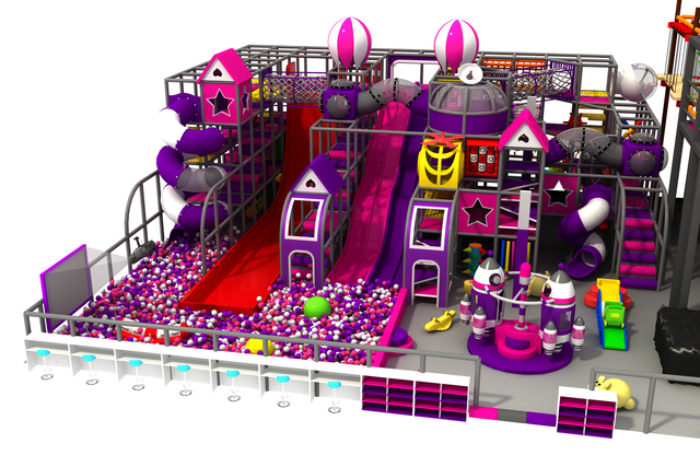 Anti-skid Space Themed Indoor Playground with Trampoline