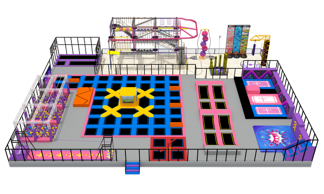Pink and Blue Color Combination Trampoline Park