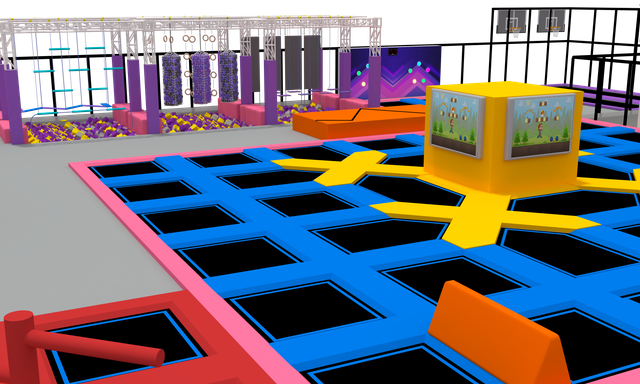 Pink and Blue Color Combination Trampoline Park