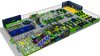 Green and blue color combination Trampoline Park