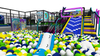 Green and blue color combination Trampoline Park