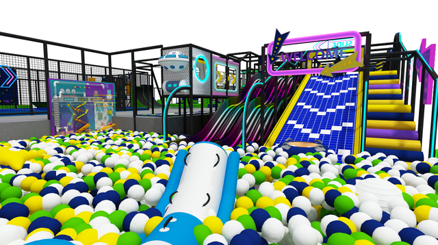 Green and Blue Color Combination Trampoline Park