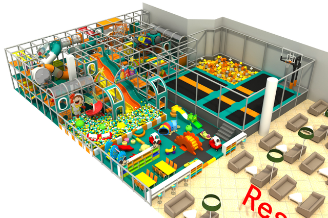 Anti-crack Space Themed Indoor Playground with Trampoline