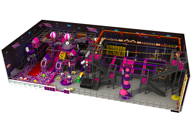 Anti-skid Space Themed Indoor Playground with Trampoline