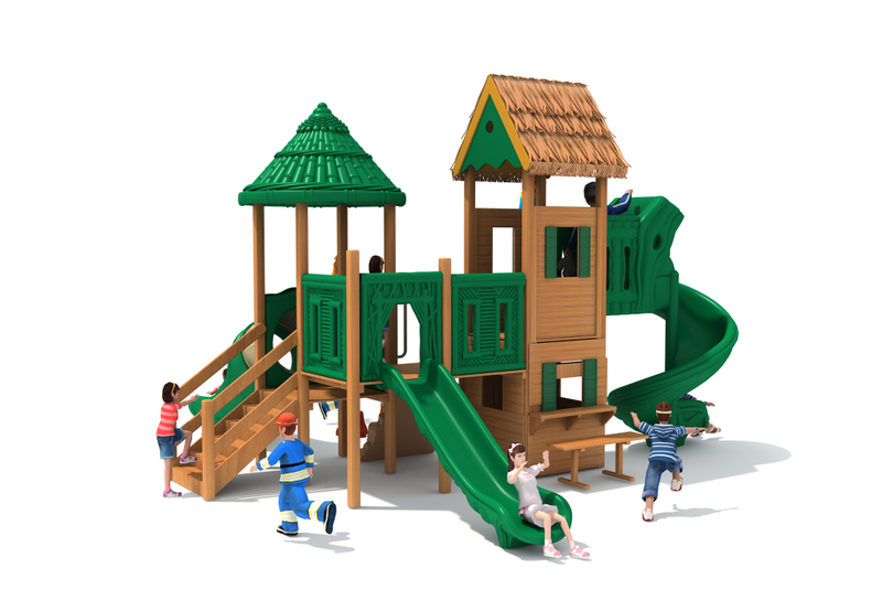 Popular Children Wooden Outdoor Playground Multiple Projects Slide Equipment
