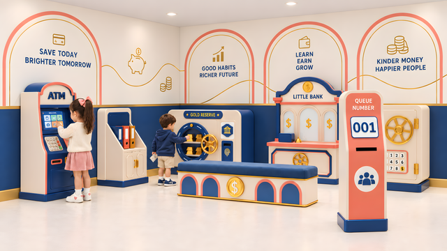 Interesting Bank Role Play House with High Quality for Indoor Playground