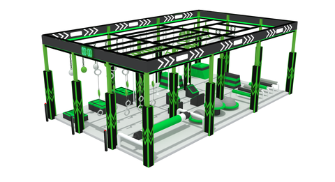 Green Professional Adult/Kids Ninja Warrior Obstacle Course for Sale 
