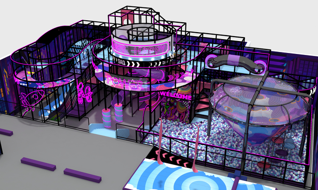  Purple Wave Slide Combination Playground for Children