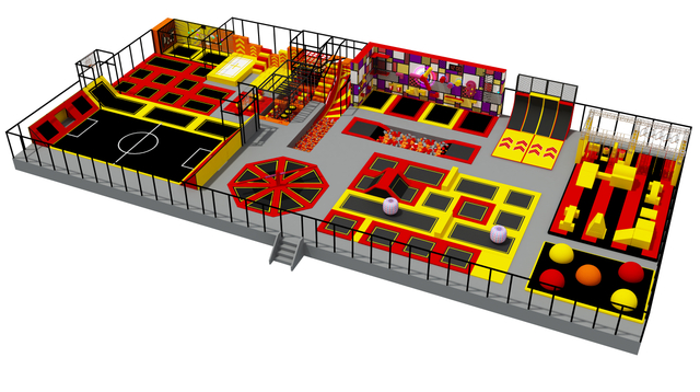 Red and Yellow Color Combination Trampoline Park