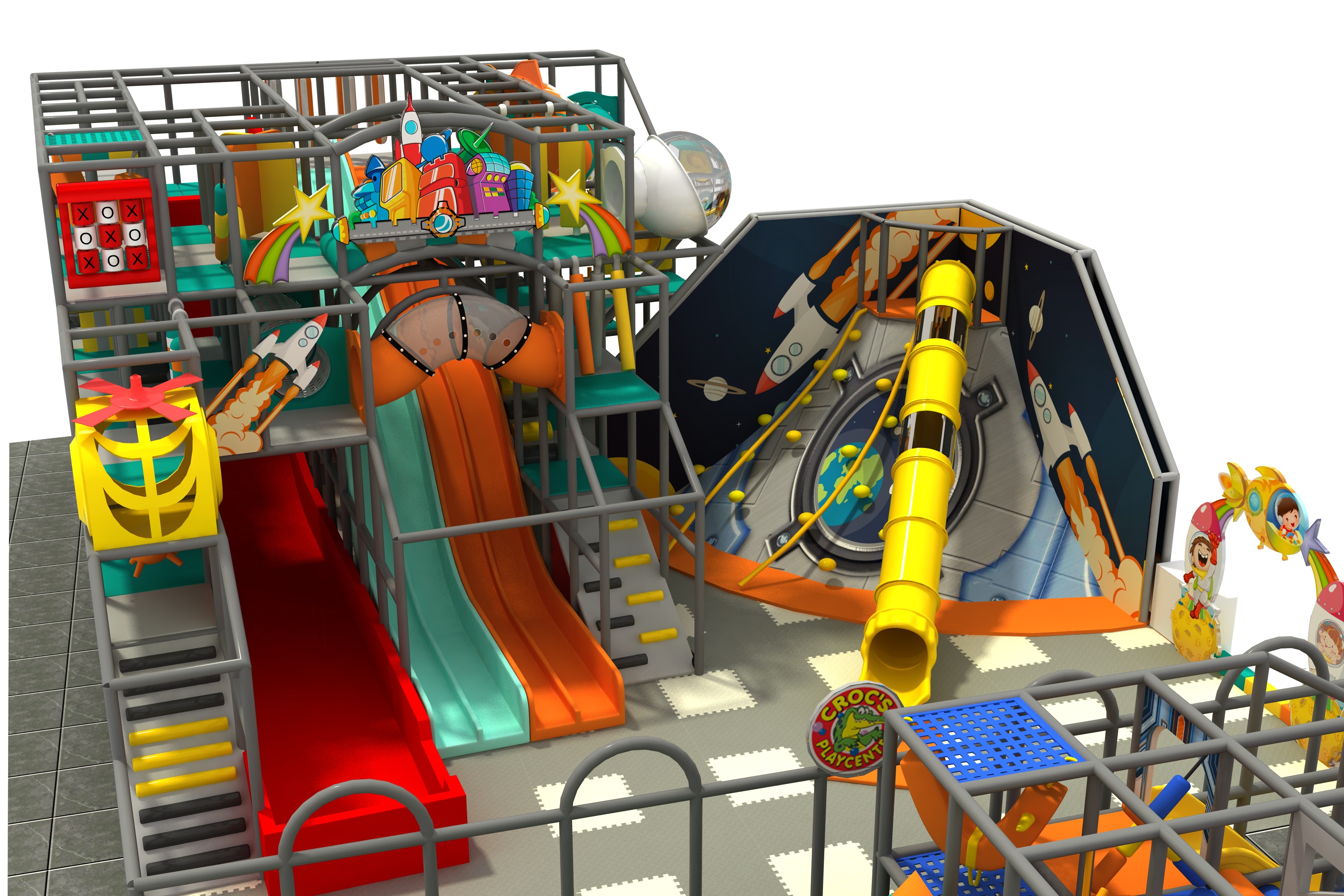 Plastic Space Themed Indoor Playground With Stainless Steel